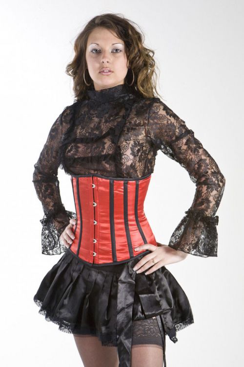  Candy underbust steel boned waist training corset in red & black satin Burleska candy-underbust-corset-red-black-satin  1