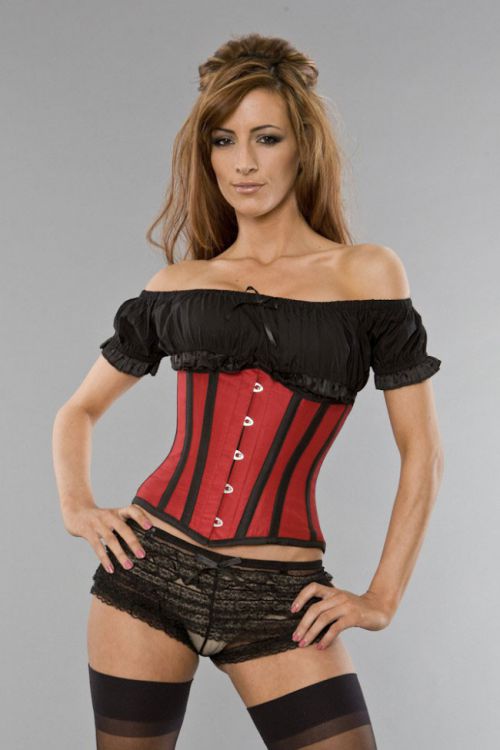  Candy underbust waist training corset in red taffeta with black piping Burleska candy-underbust-red-black-taffeta  1