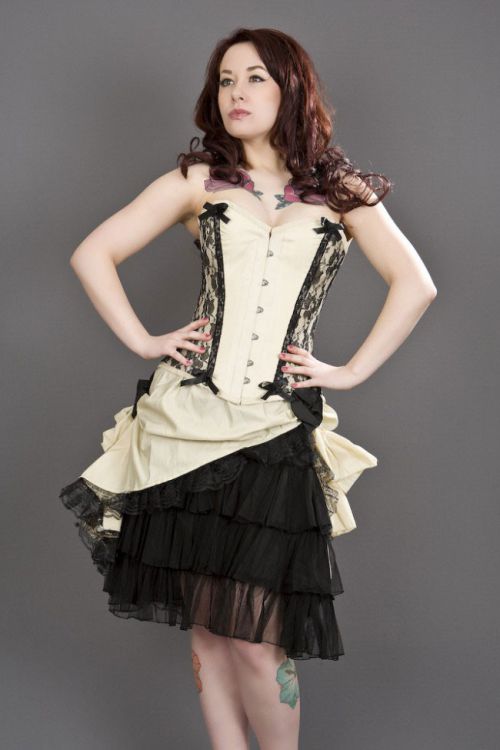  Chantelle overbust steel boned corset in cream taffeta Burleska chantelle-overbust-corset-cream-taffeta  1