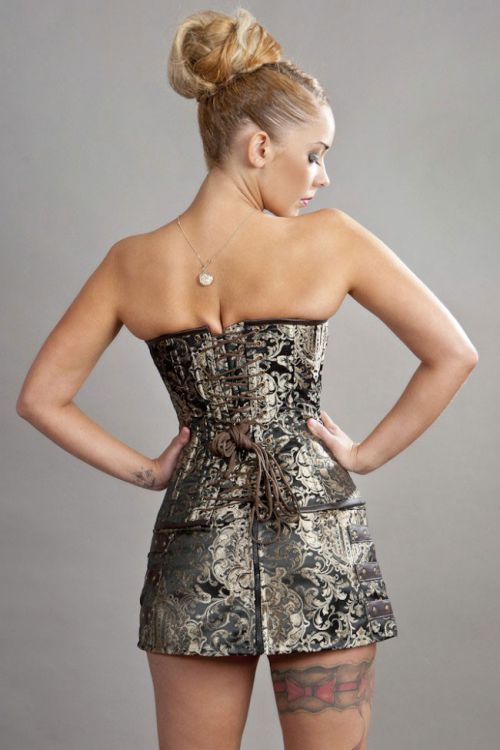  C-Lock steampunk overbust corset in gold king brocade Burleska c-lock-overbust-corset-king-gold-brocade  2