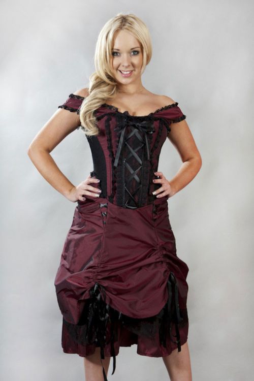  Dita victorian corset dress in burgundy taffeta Burleska dita-corset-dress-burgundy-taffeta  1