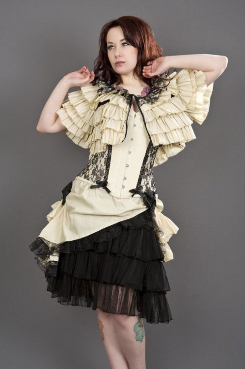  Diva knee length burlesque skirt in cream taffeta Burleska diva-skirt-cream-taffeta  1