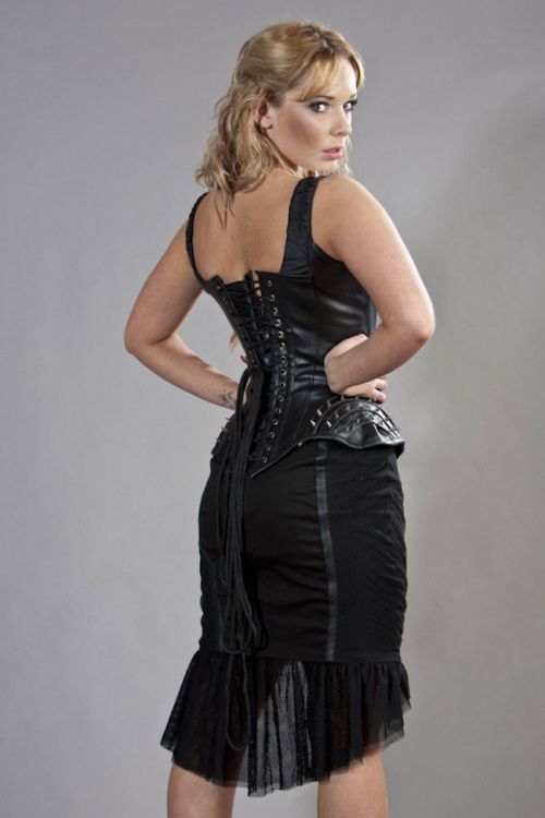  Dominia knee length skirt in black twill Burleska dominia-skirt-black-twill  2