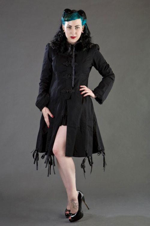  Elizabeth ladies gothic coat with hood in black twill Burleska elizabeth-coat-black-twill  1