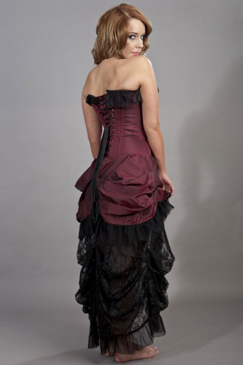  Elizabeth vintage corset dress in burgundy taffeta Burleska elizabeth-corset-dress-burgundy-taffeta  2