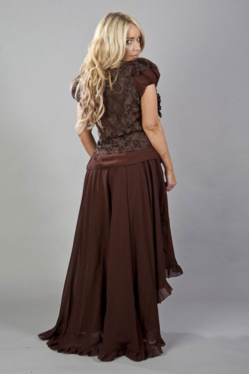  Elizium long victorian skirt in brown chiffon Burleska elizium-skirt-brown-chiffon  2