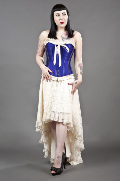  Elizium long burlesque skirt in cream satin & cream lace overlay Burleska elizium-skirt-cream-cream-lace  1
