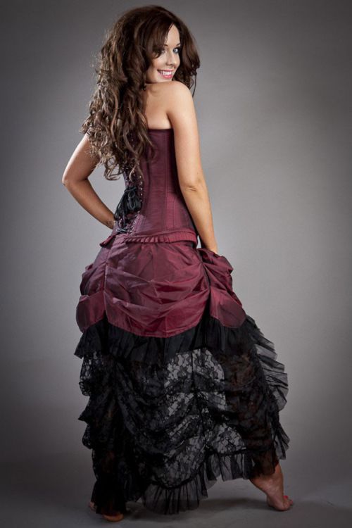  Elvira long gothic victorian skirt in burgundy taffeta Burleska elvira-skirt-burgundy-taffeta  2
