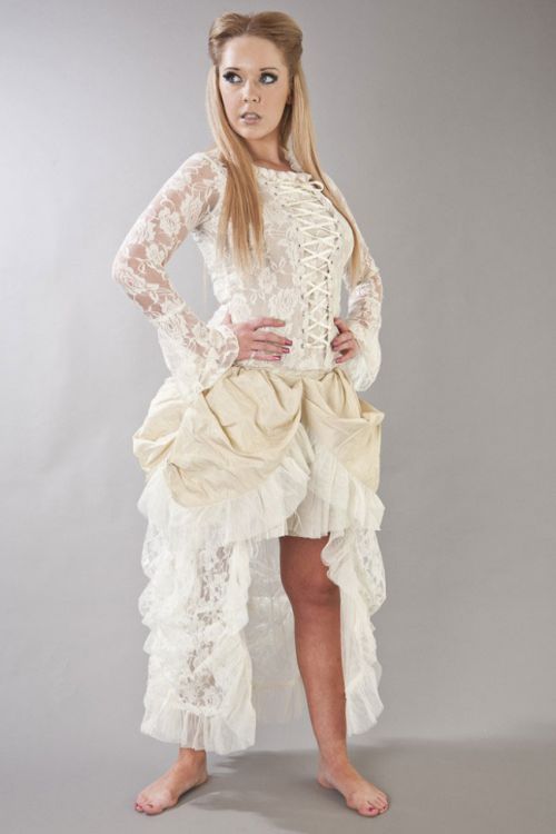  Elvira long burlesque skirt in cream taffeta Burleska elvira-skirt-cream-taffeta  1