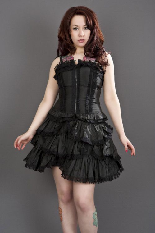  Eternity black gothic top in taffeta with lace frills Burleska eternity-top-black-taffeta  1