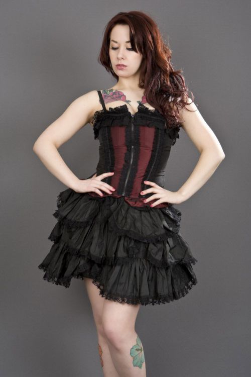  Eternity ladies gothic top in burgundy taffeta Burleska eternity-top-burgundy-taffeta  1
