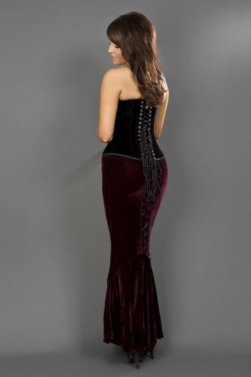  Fishtail mermaid skirt in burgundy velvet Burleska fishtail-skirt-burgundy-velvet  2