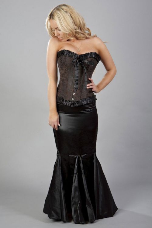  Lily overbust steel boned corset in brown king brocade Burleska lily-overbust-corset-brown-king  1