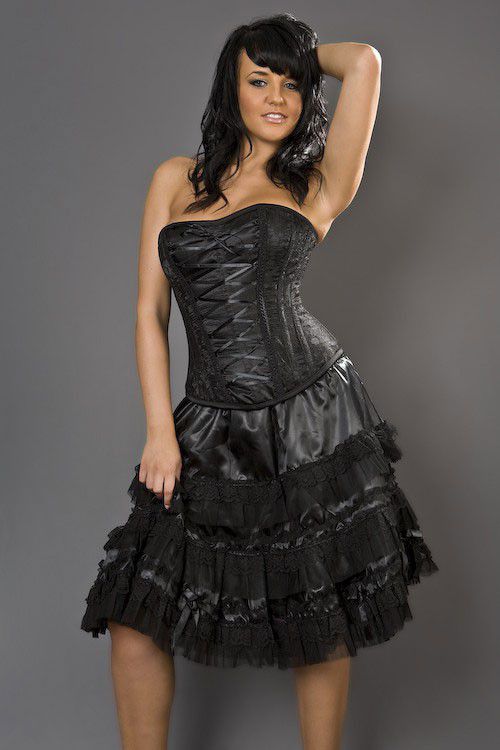  Lolita knee length burlesque skirt in black satin Burleska lolita-knee-black-satin /  /  /  /  1