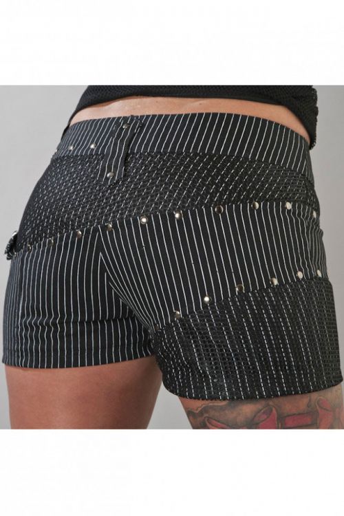  Melissa gothic hotpants in black and white stripes Burleska melissa-hotpants-white-stripe  2