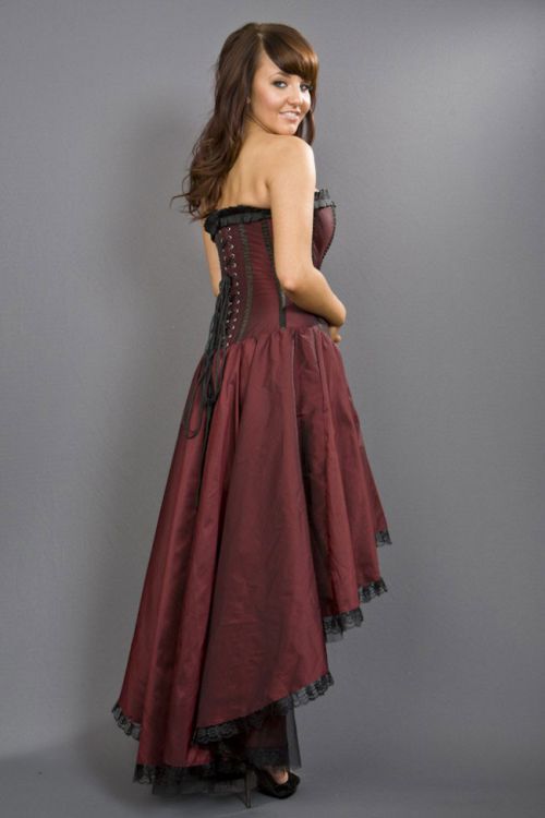  Monroe hi-low burlesque corset dress in burgundy taffeta Burleska monroe-corset-dress-burgundy-taffeta  2