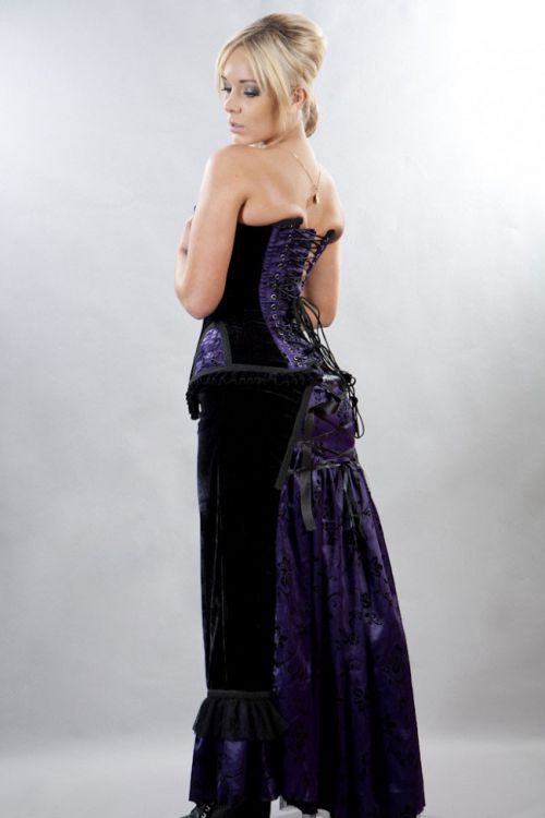  Morgana long victorian goth skirt in purple satin flock Burleska morgana-skirt-purple-satin-flock  2