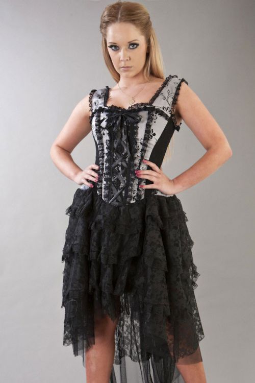  Ophelie victorian gothic corset dress in silver satin flock Burleska ophelie-corset-dress-silver-satin-flock  1