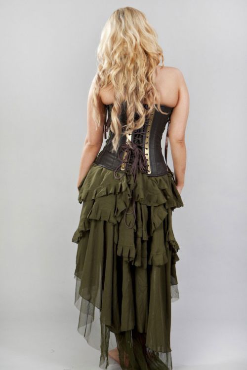  Ophelie long burlesque skirt in olive green chiffon Burleska ophelie-skirt-olive-chiffon /  /  2