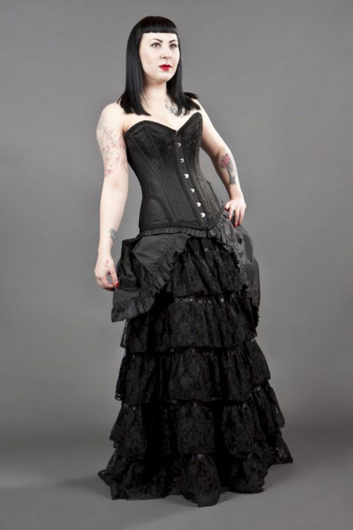  Petra overbust burlesque corset in black scroll brocade Burleska petra-overbust-corset-black-scroll  1