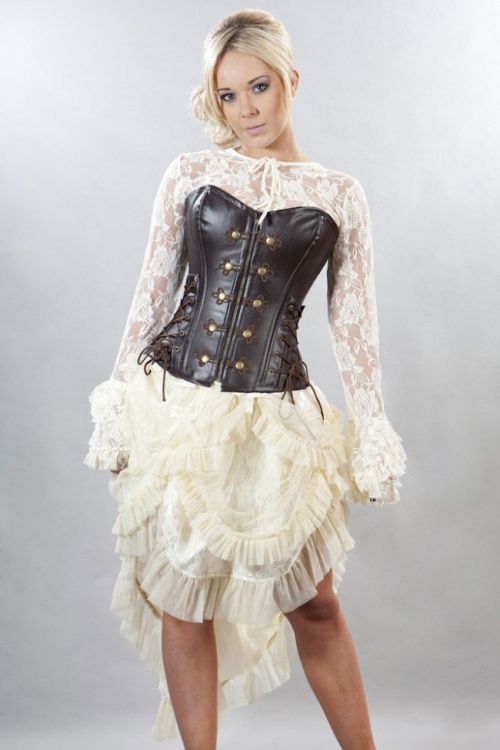  Rock overbust corset in brown matte vinyl Burleska rock-overbust-corset-brown-matte /   /  1
