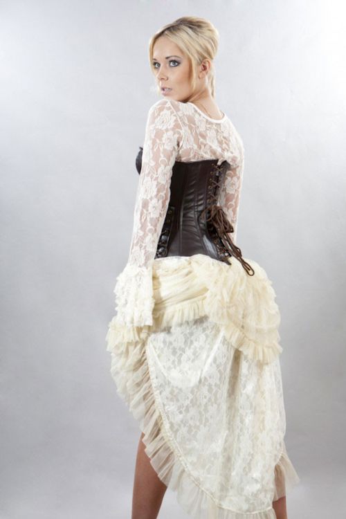  Rock overbust corset in brown matte vinyl Burleska rock-overbust-corset-brown-matte /   /  2