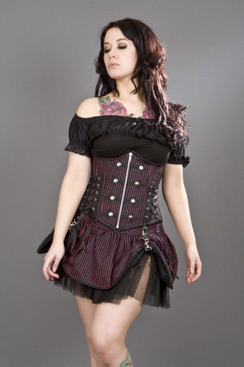  Rock underbust black red striped corset with studs Burleska rock-underbust-corset-red-stripe /   /  1