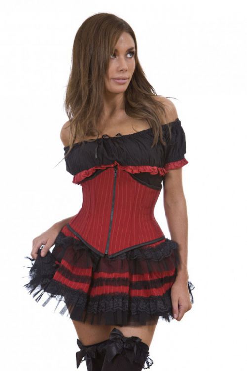  Sexy waspie waist cincher with zip in red pinstripe Burleska sexy-waspie-zip-red-pinstripe  1