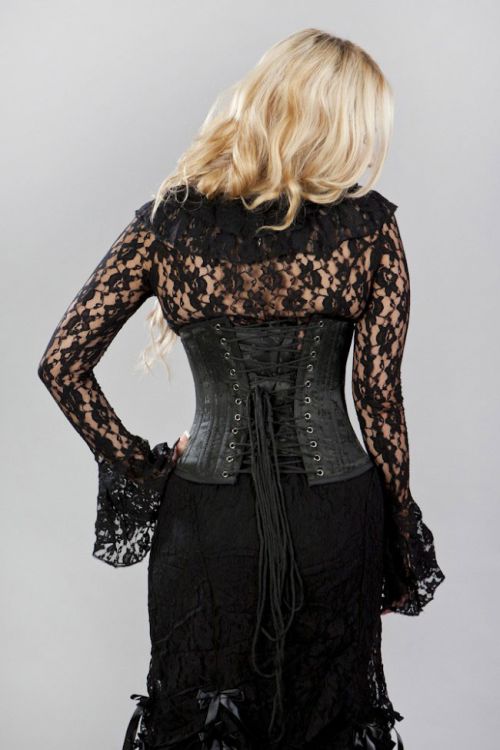  Sophisticated double steel boned underbust corset in black blossom brocade Burleska sophisticated-ub-black-blossom  2