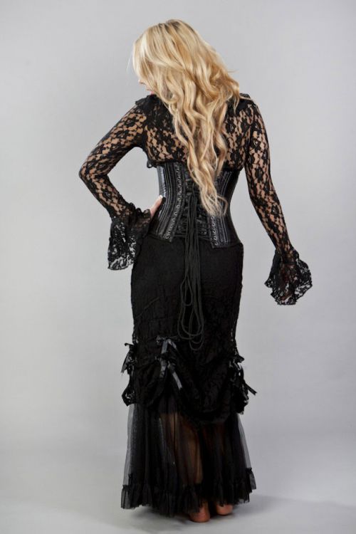  Sophisticated double steel boned underbust corset in black satin Burleska sophisticated-ub-black-satin  2