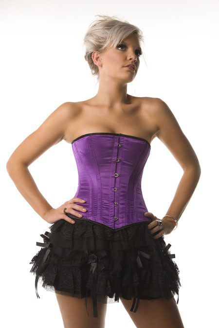  Traditional overbust straight cut corset in purple satin Burleska traditional-overbust-corset-purple-satin  1