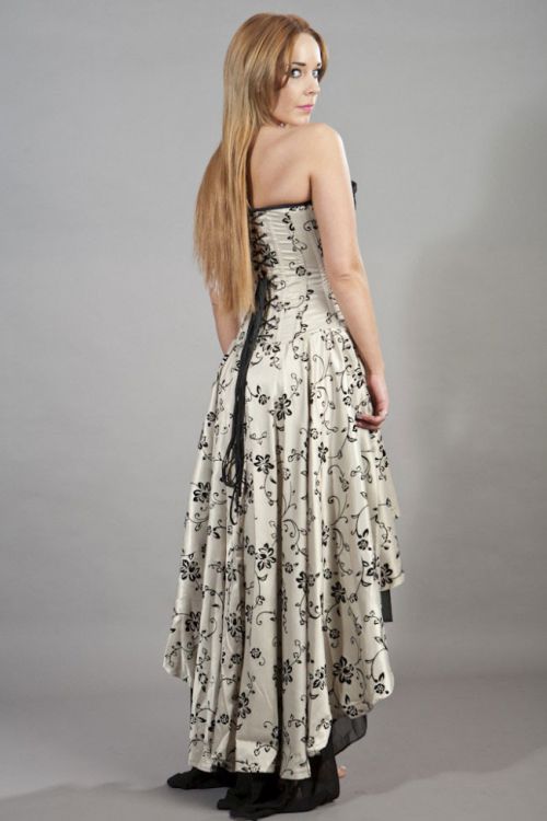  Valerie maxi corset dress in cream satin flock Burleska valerie-corset-dress-cream-satin-flock  2