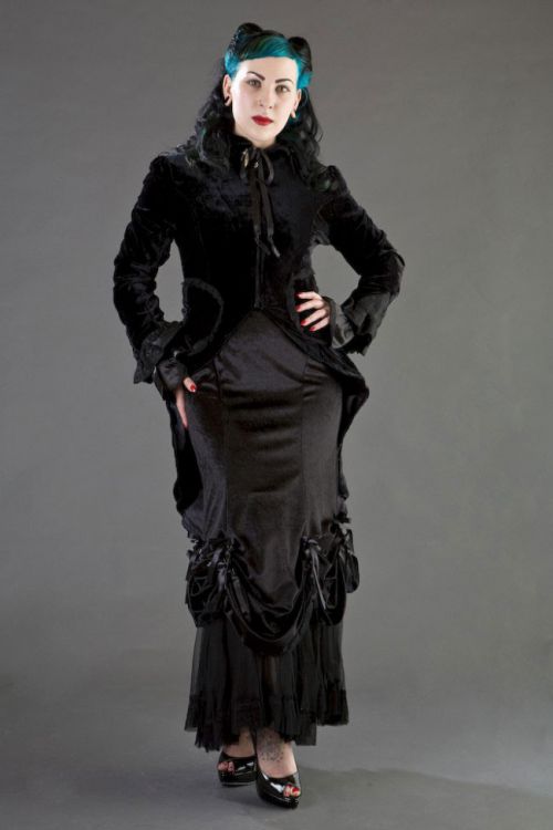  Vanity gothic victorian long skirt in black velvet Burleska vanity-long-skirt-black-velvet  1