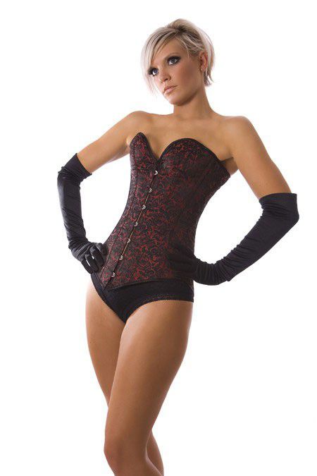  Victorian overbust long line corset in red brocade Burleska victorian-overbust-corset-red-brocade  1