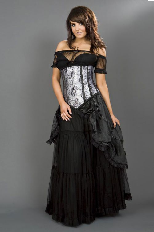  Victorian gothic black satin maxi skirt Burleska victorian-skirt-black-satin  1