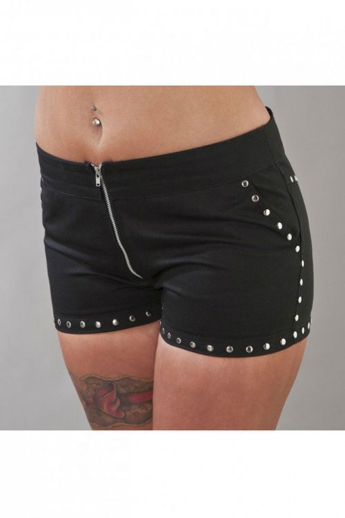  Zara punk rock gothic hot pants in black twill Burleska zara-hotpants-black-twill  1