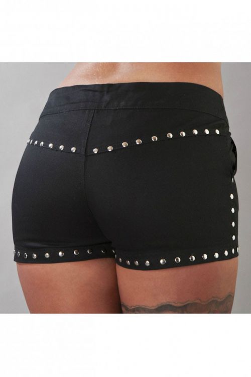  Zara punk rock gothic hot pants in black twill Burleska zara-hotpants-black-twill  2