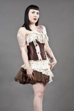  Black Widow overbust brown/cream satin - 