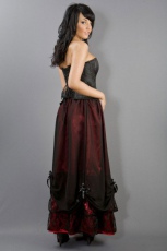  Alexandra long victorian skirt in red satin and black chiffon overlay - 
