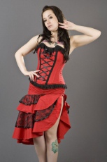  Alice overbust burlesque corset in red taffeta - 