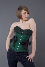  Antoinette overbust fashion corset in green taffeta - 