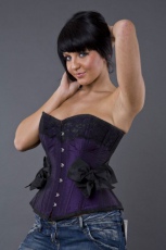 Antoinette overbust steel boned corset in purple taffeta - 