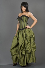  Ballgown victorian maxi skirt in olive green taffeta - 