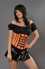 Buckle Neon orange underbust corset with buckles at front /   - 