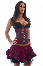  Buckle underbust corset in pink leopard print - 