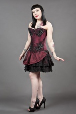  Candy burlesque mini skirt in burgundy taffeta - 