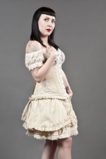  Candy flared mini skirt in cream taffeta and Lace underlay - 
