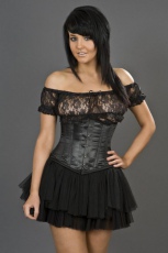  Candy underbust waist training corset in black satin - 