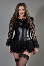  Candy underbust plus size waist training corset in black satin - 