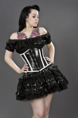  Candy underbust waist training corset in black & white PVC - 